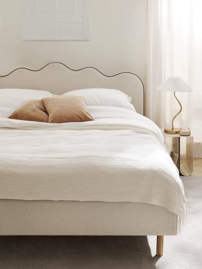 Draggery Romy Upholstered Bed Frame with Wavy Headboard