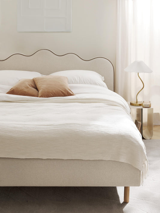 Draggery Romy Upholstered Bed Frame with Wavy Headboard