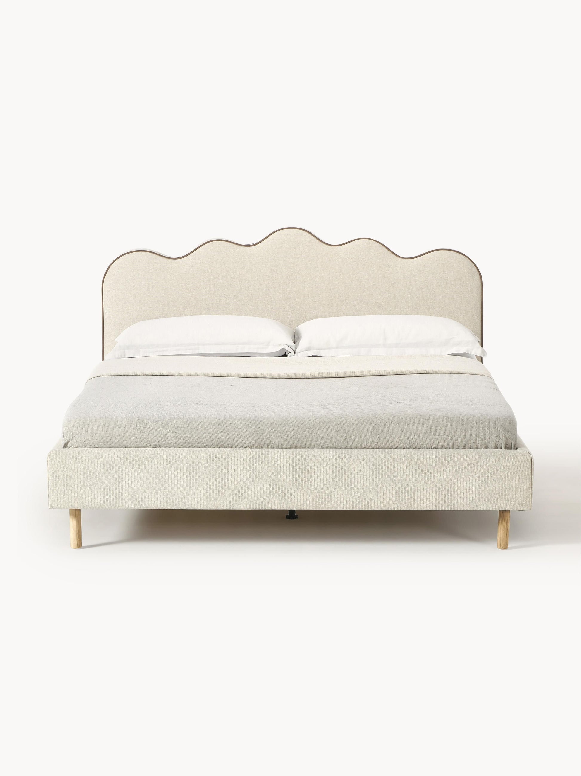 Draggery Romy Upholstered Bed Frame with Wavy Headboard
