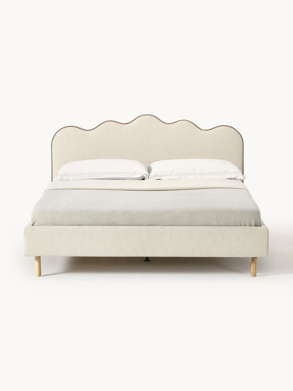 Draggery Romy Upholstered Bed Frame with Wavy Headboard