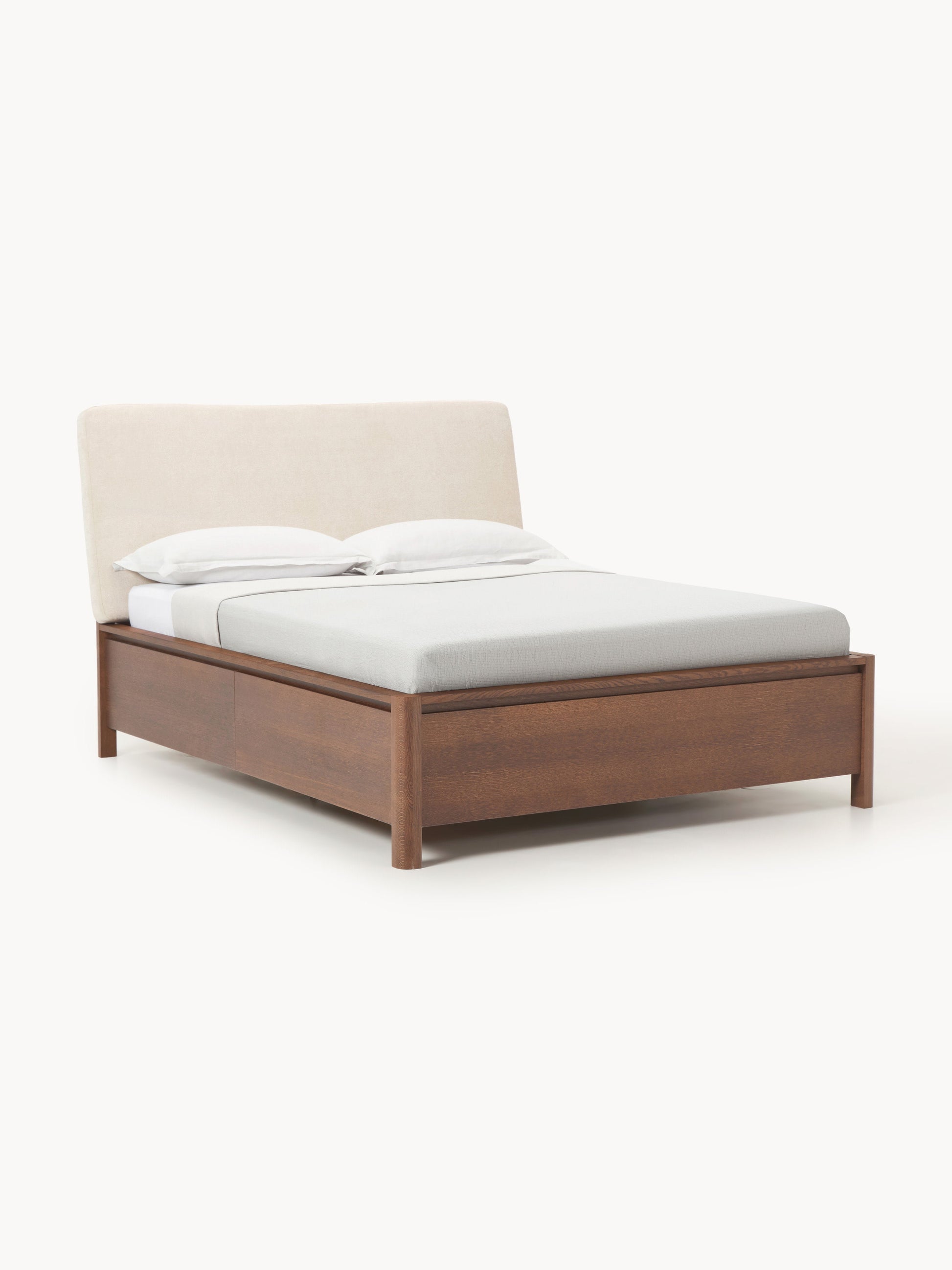 Draggery Santiago Bed, Wooden, with Upholstered Headboard and Drawers