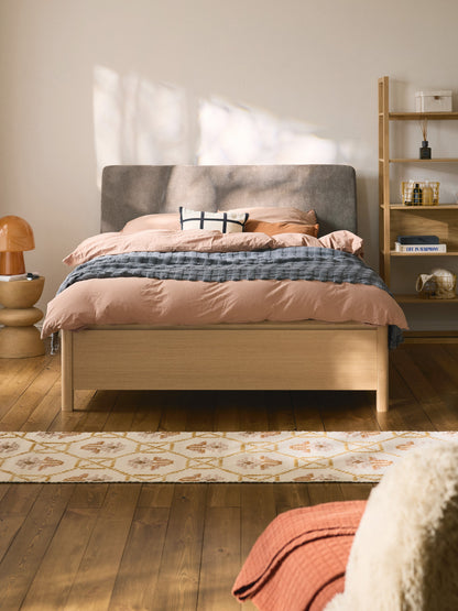 Draggery Santiago Bed, Wooden, with Upholstered Headboard and Drawers