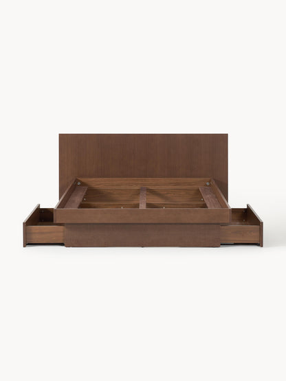 Draggery Sato Bed with Headboard and Drawers, Wooden