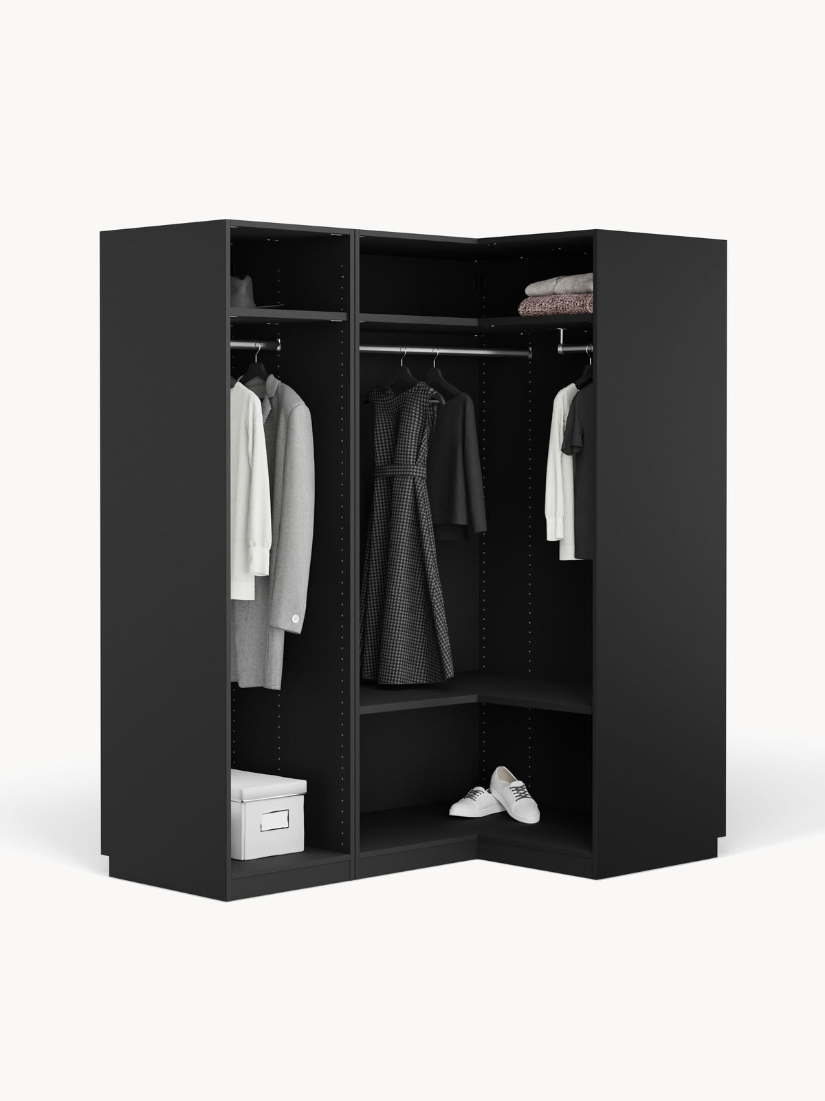 Draggery Simone Modular Wardrobe, Corner, 165 cm Wide, in Various Sizes