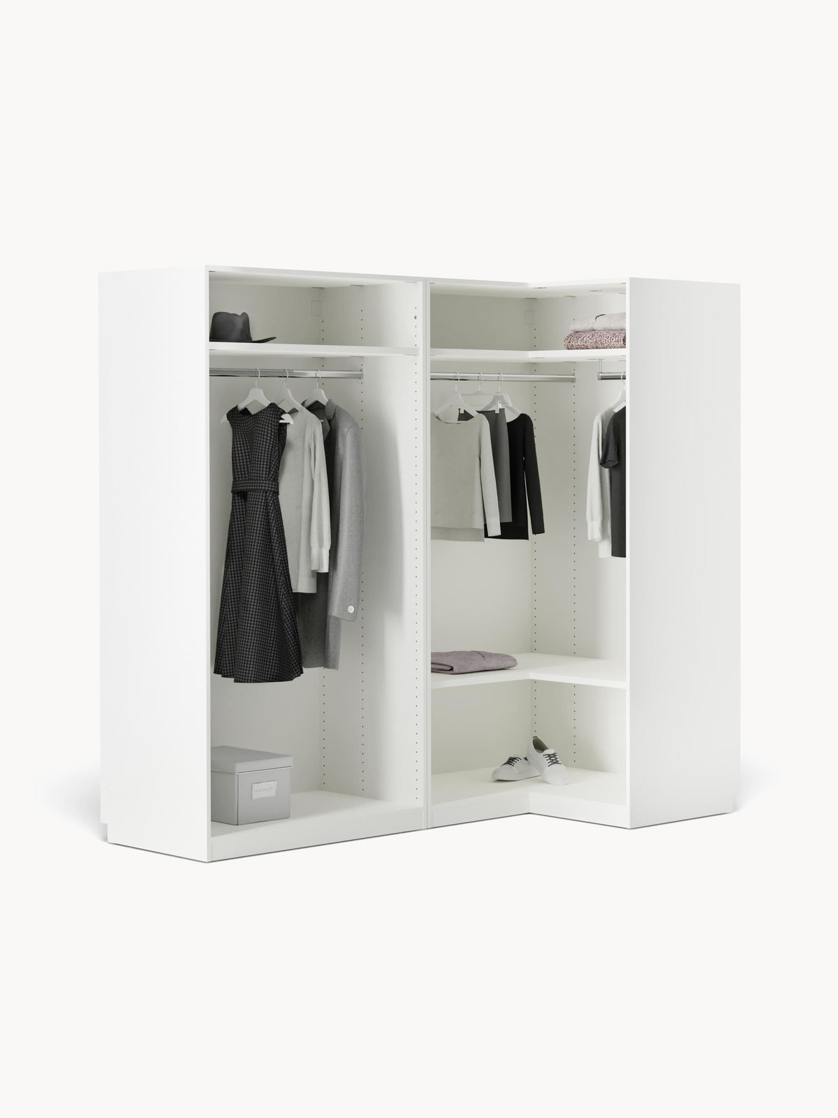 Draggery Simone Modular Wardrobe, Corner, 215 cm Wide, in Various Sizes