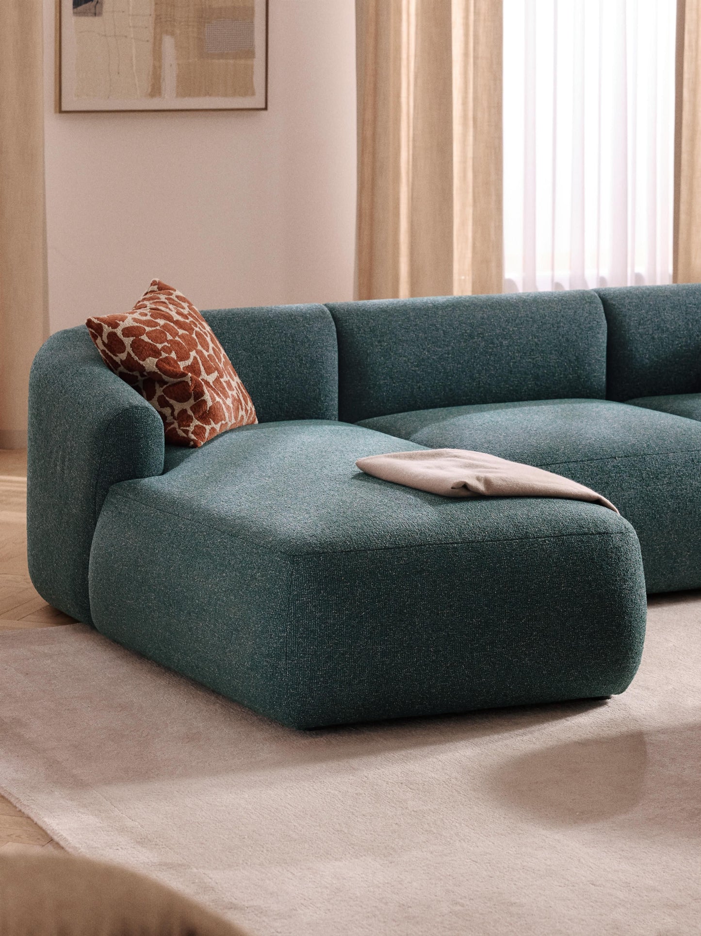 Draggery Sofia Corner Module with Chaise in Bouclé