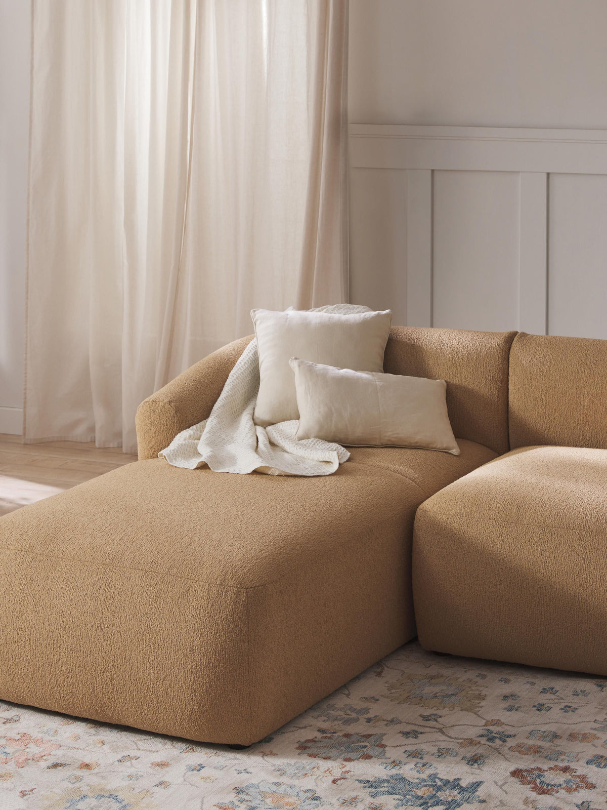 Draggery Sofia Corner Module with Chaise in Bouclé