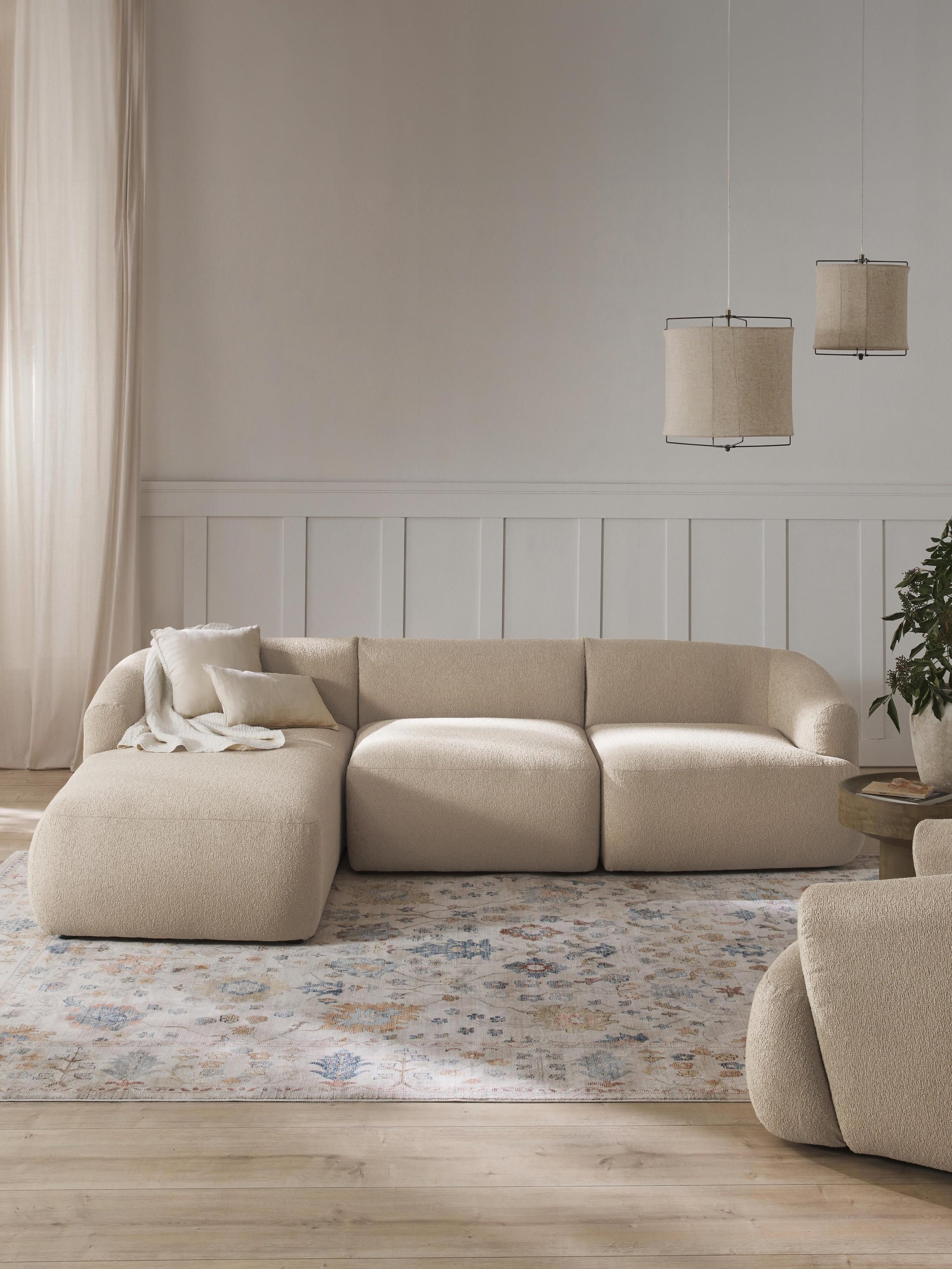 Draggery Sofia Modular Corner Sofa with Bouclé Cover, 3-Seater