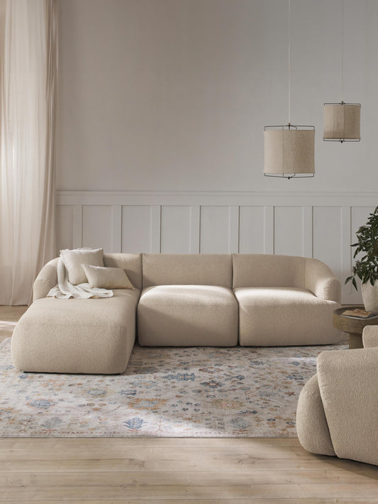 Draggery Sofia Modular Corner Sofa with Bouclé Cover, 3-Seater