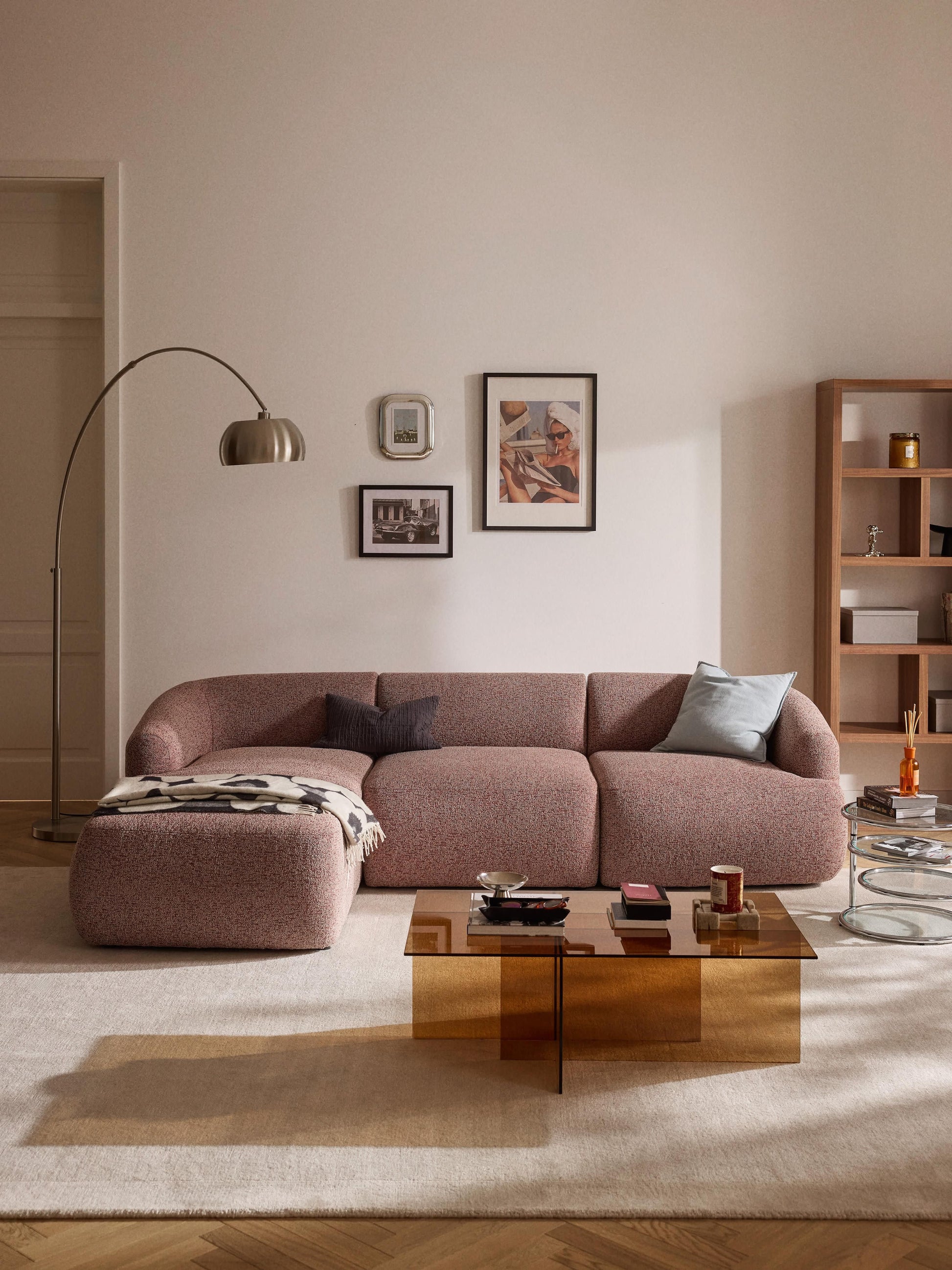 Draggery Sofia Modular Corner Sofa with Bouclé Cover, 3-Seater