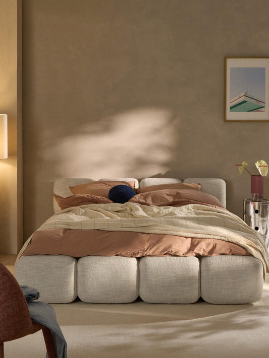 Draggery Tayla Bed with Bouclé Upholstery