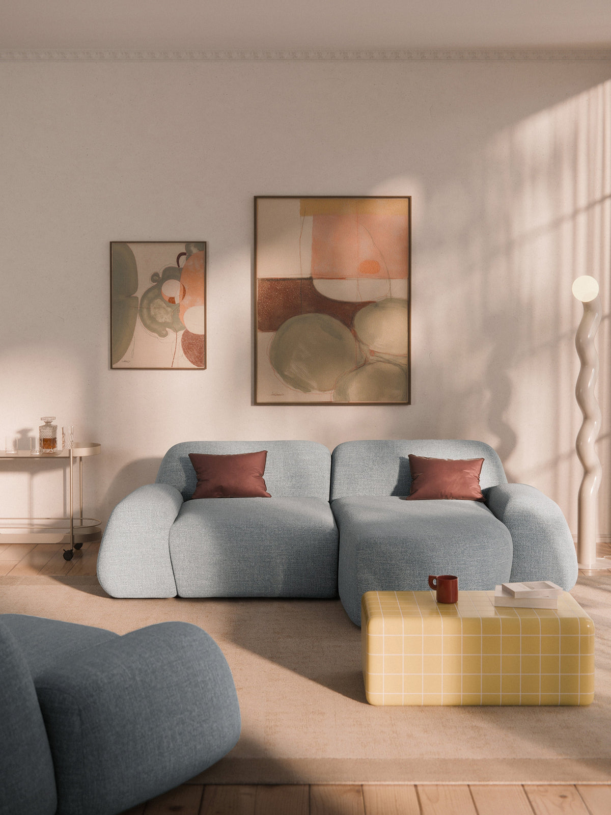 Draggery Wolke Corner Sofa with Bouclé Cover, Modular (3-Seater)