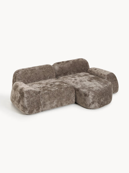 Draggery Wolke Corner Sofa with Teddy Bouclé Cover, Modular (3-Seater)