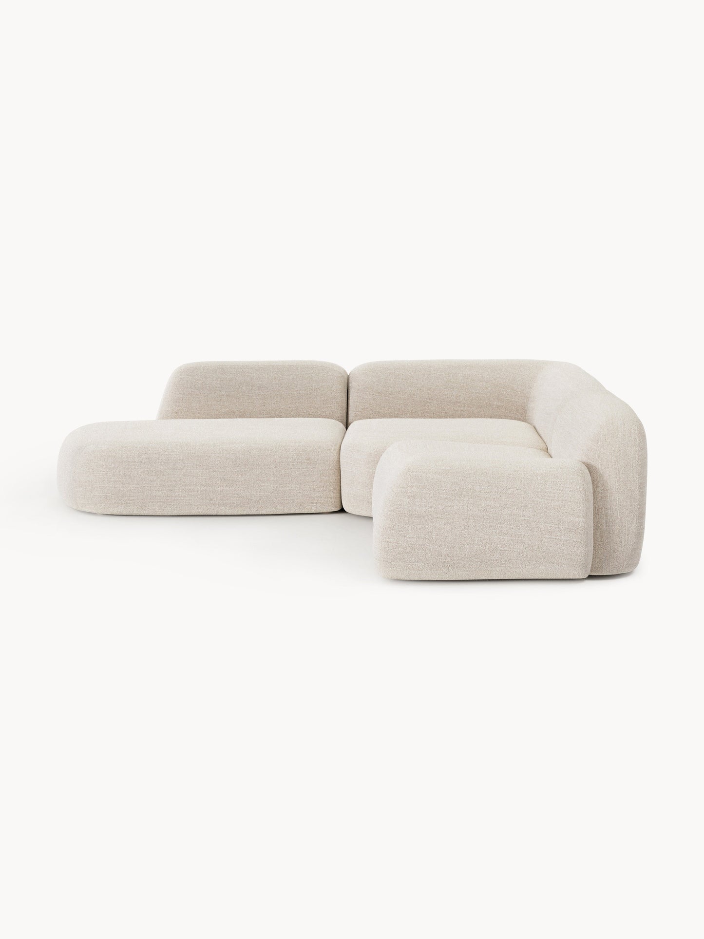 Draggery Wolke Modular Corner Sofa with Bouclé Cover and Chaise Longue, 4-Seater