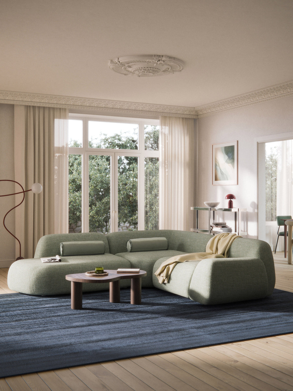 Draggery Wolke Modular Corner Sofa with Bouclé Cover and Chaise Longue, 4-Seater