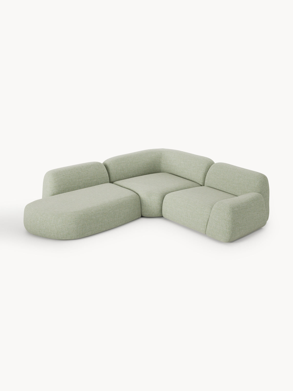 Draggery Wolke Modular Corner Sofa with Bouclé Cover and Chaise Longue, 4-Seater