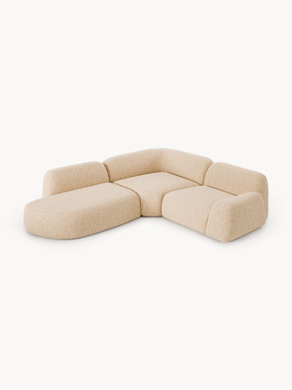 Draggery Wolke Modular Corner Sofa with Bouclé Cover and Chaise Longue, 4-Seater
