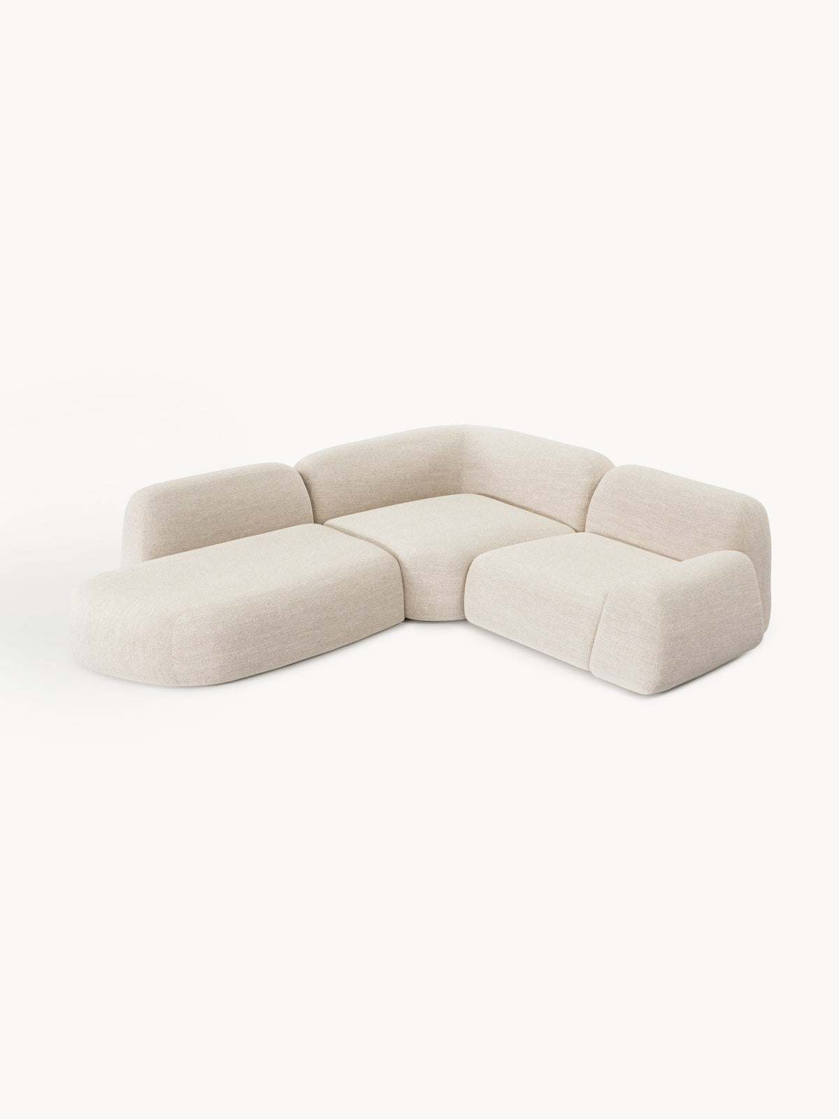 Draggery Wolke Modular Corner Sofa with Bouclé Cover and Chaise Longue, 4-Seater