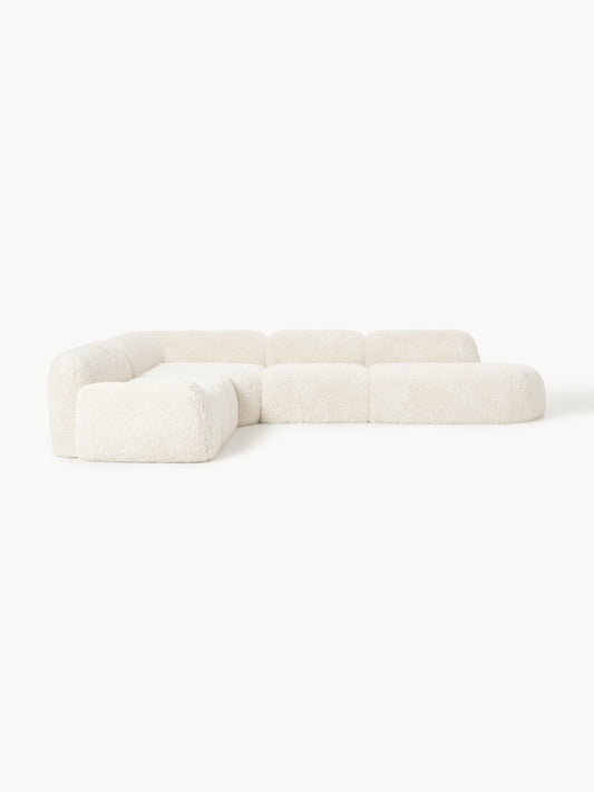 Draggery Wolke Modular Corner Sofa with Chaise Longue in Teddy, XL