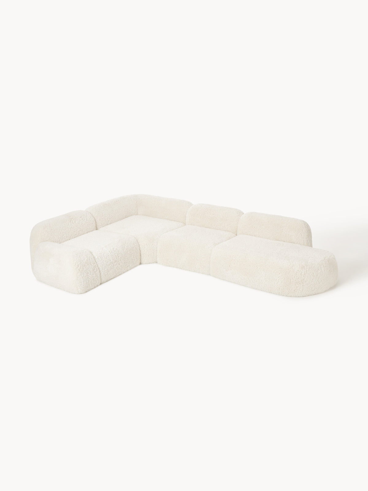 Draggery Wolke Modular Corner Sofa with Chaise Longue in Teddy, XL