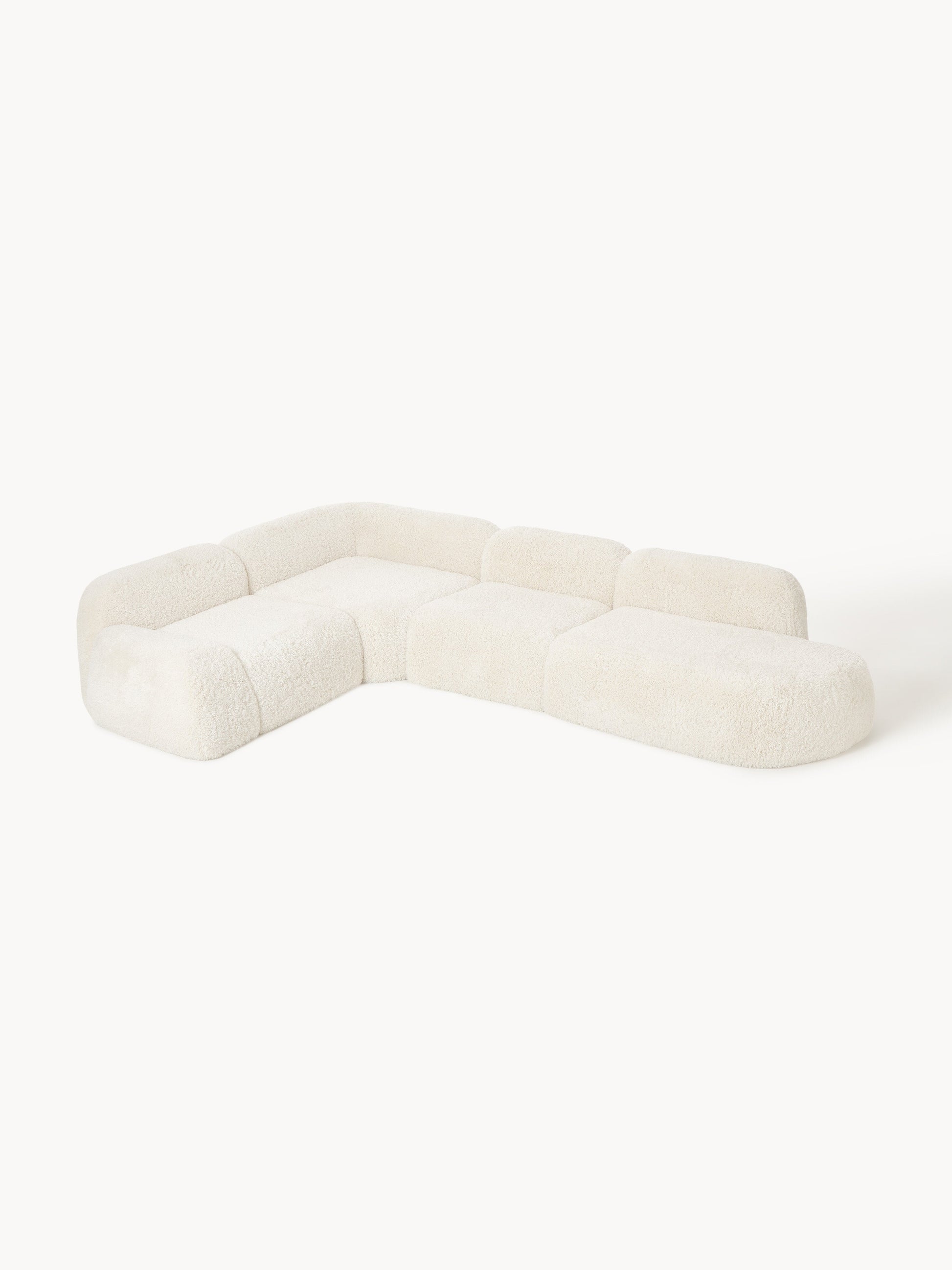 Draggery Wolke Modular Corner Sofa with Chaise Longue in Teddy, XL