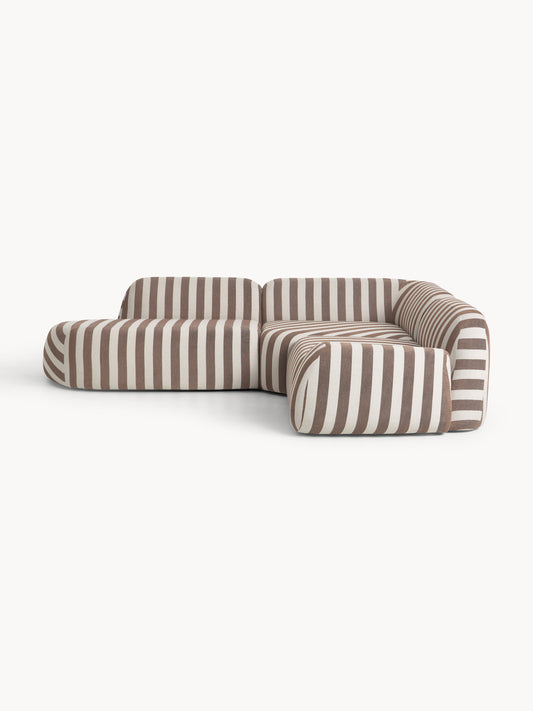 Draggery Wolke Modular Corner Sofa with Chaise Longue, Striped (4-Seater)