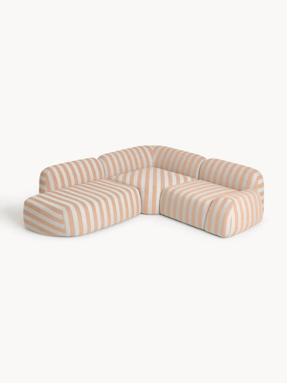 Draggery Wolke Modular Corner Sofa with Chaise Longue, Striped (4-Seater)