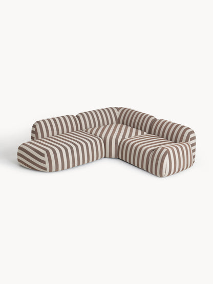 Draggery Wolke Modular Corner Sofa with Chaise Longue, Striped (4-Seater)