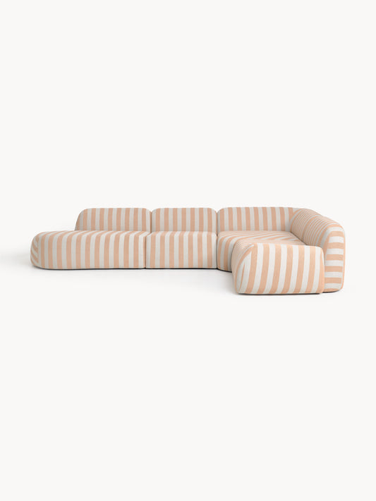 Draggery Wolke Modular Corner Sofa with Chaise Longue, Striped, XL