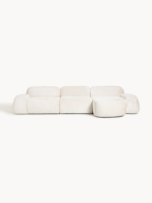 Draggery Wolke Modular Corner Sofa with Teddy Bouclé Cover, 4-Seater