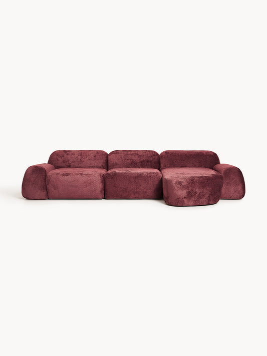 Draggery Wolke Modular Corner Sofa with Teddy Bouclé Cover, 4-Seater
