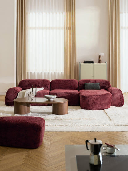 Draggery Wolke Modular Corner Sofa with Teddy Bouclé Cover, 4-Seater