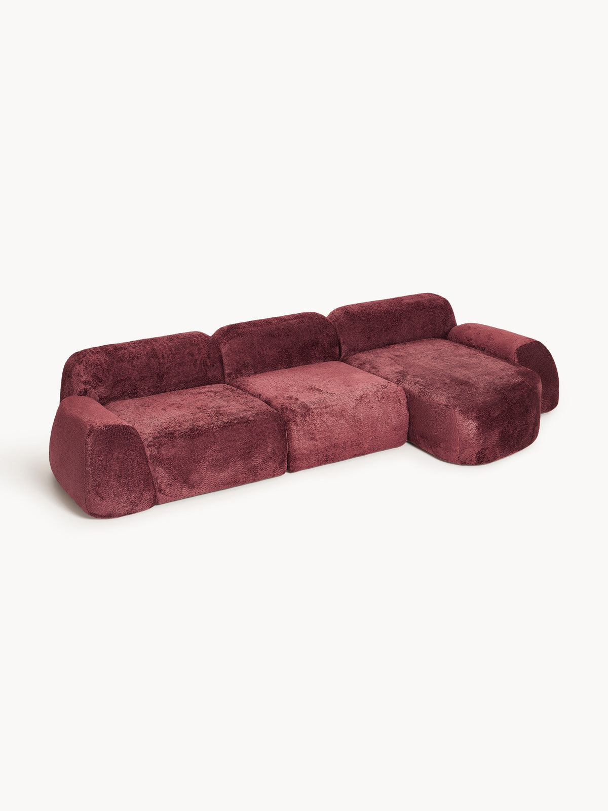 Draggery Wolke Modular Corner Sofa with Teddy Bouclé Cover, 4-Seater