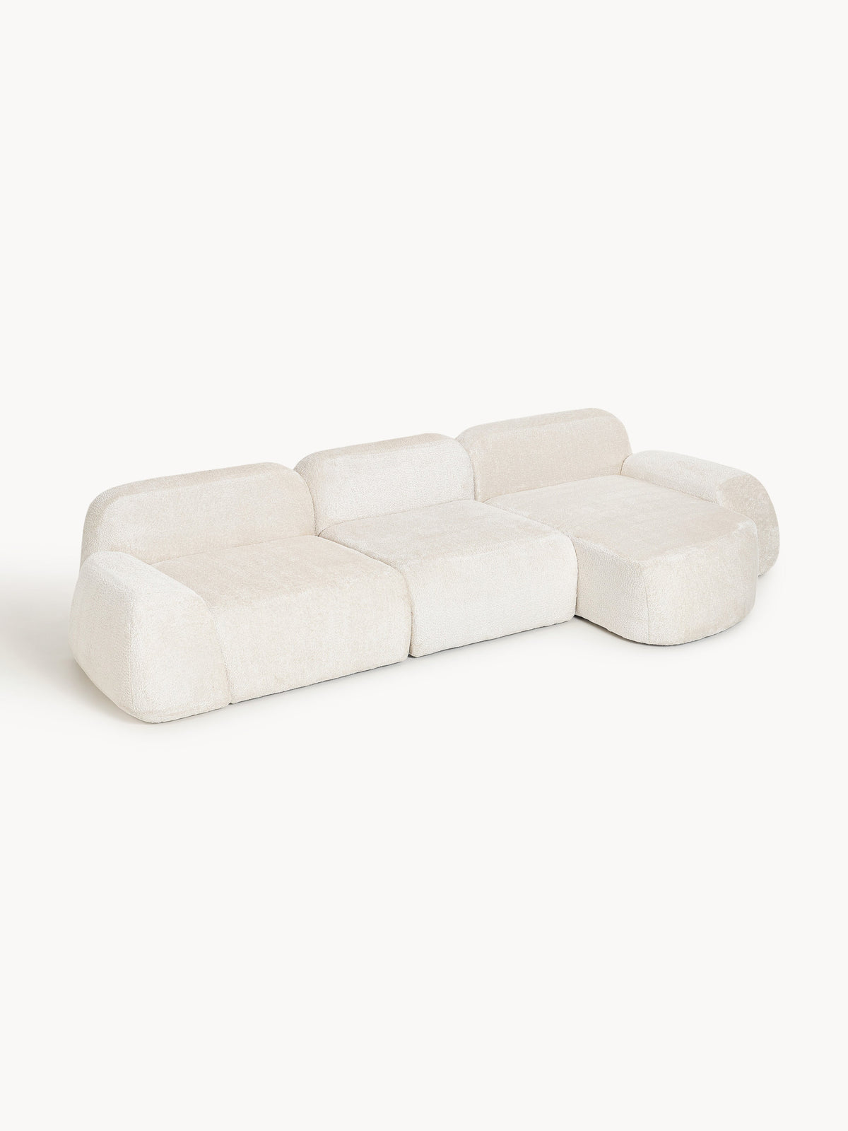 Draggery Wolke Modular Corner Sofa with Teddy Bouclé Cover, 4-Seater