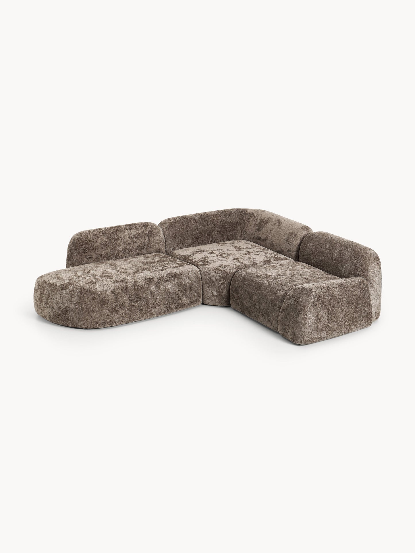 Draggery Wolke Modular Corner Sofa with Teddy Bouclé Cover and Chaise Longue, 4-Seater