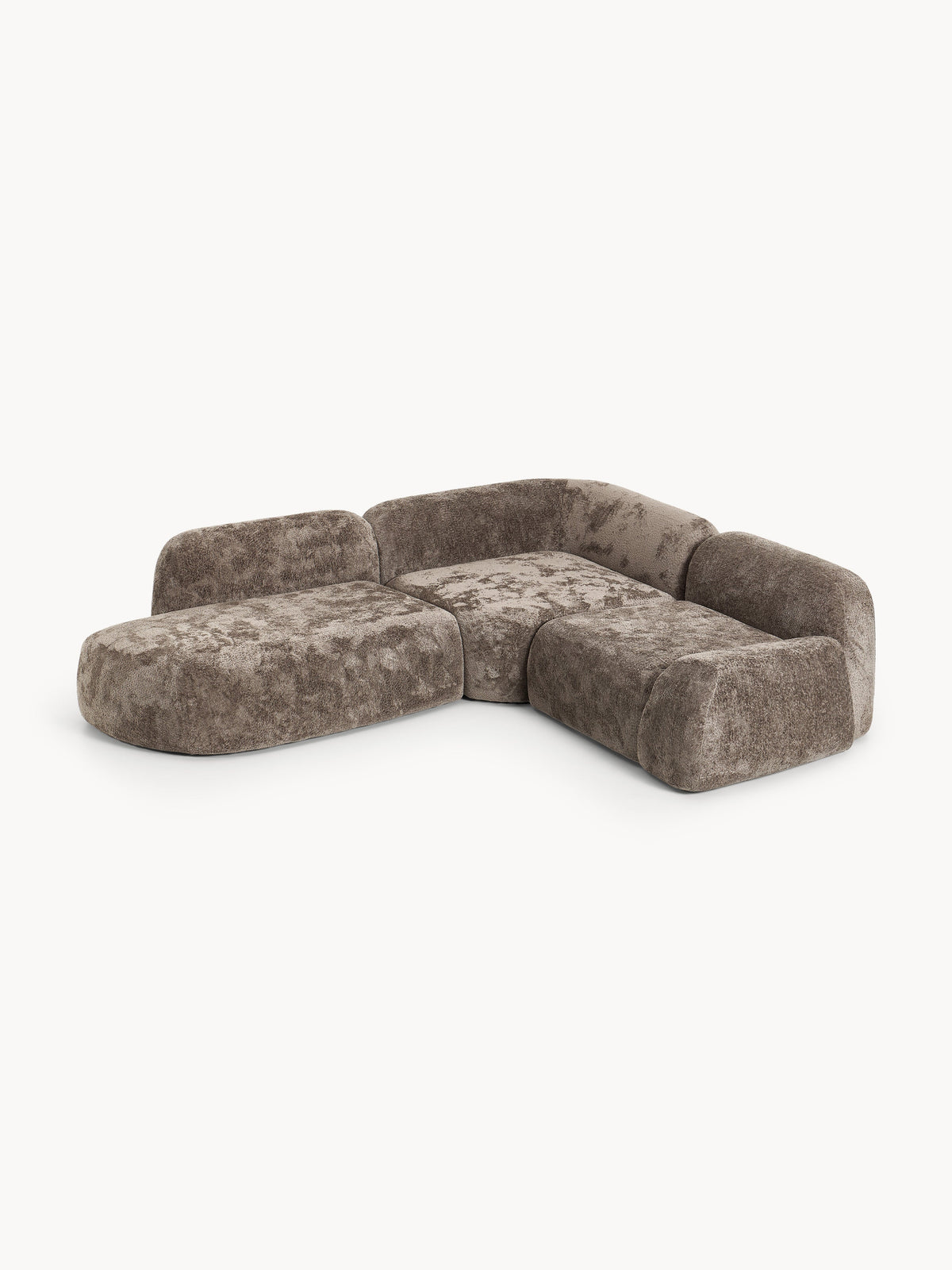 Draggery Wolke Modular Corner Sofa with Teddy Bouclé Cover and Chaise Longue, 4-Seater