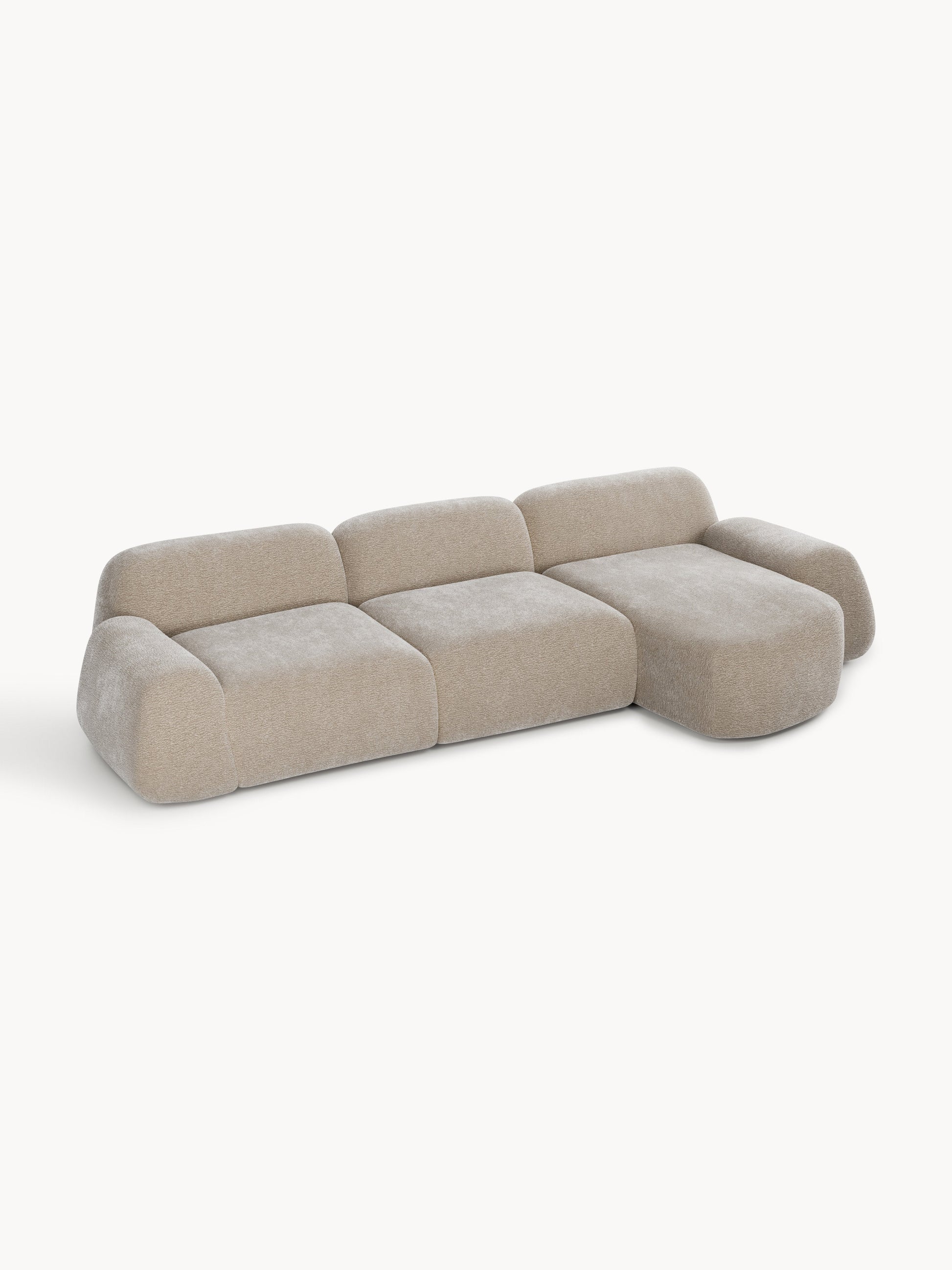 Draggery Wolke Modular Corner Sofa with Teddy Cover, 4-Seater