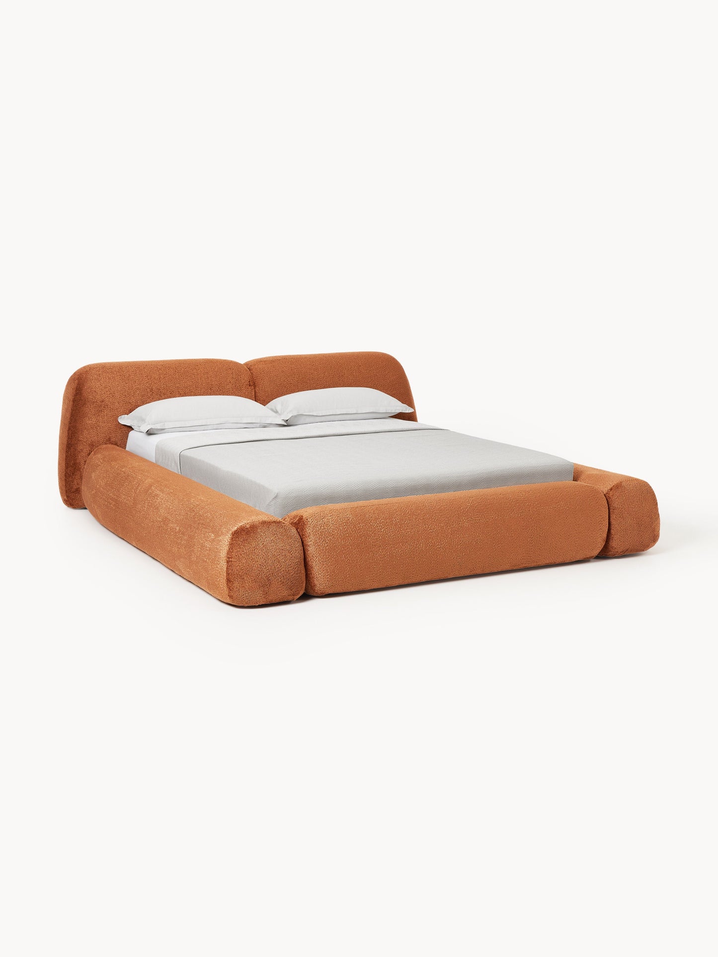 Draggery Wolke Upholstered Bed with Storage, Teddy Bouclé
