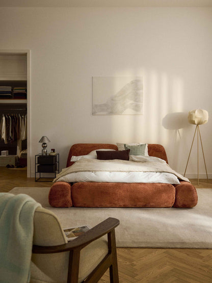 Draggery Wolke Upholstered Bed with Storage, Teddy Bouclé