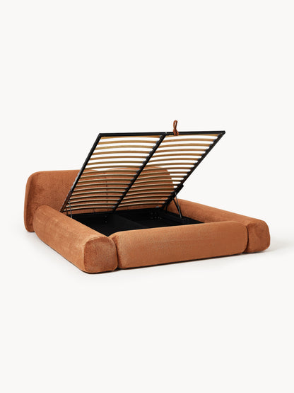 Draggery Wolke Upholstered Bed with Storage, Teddy Bouclé