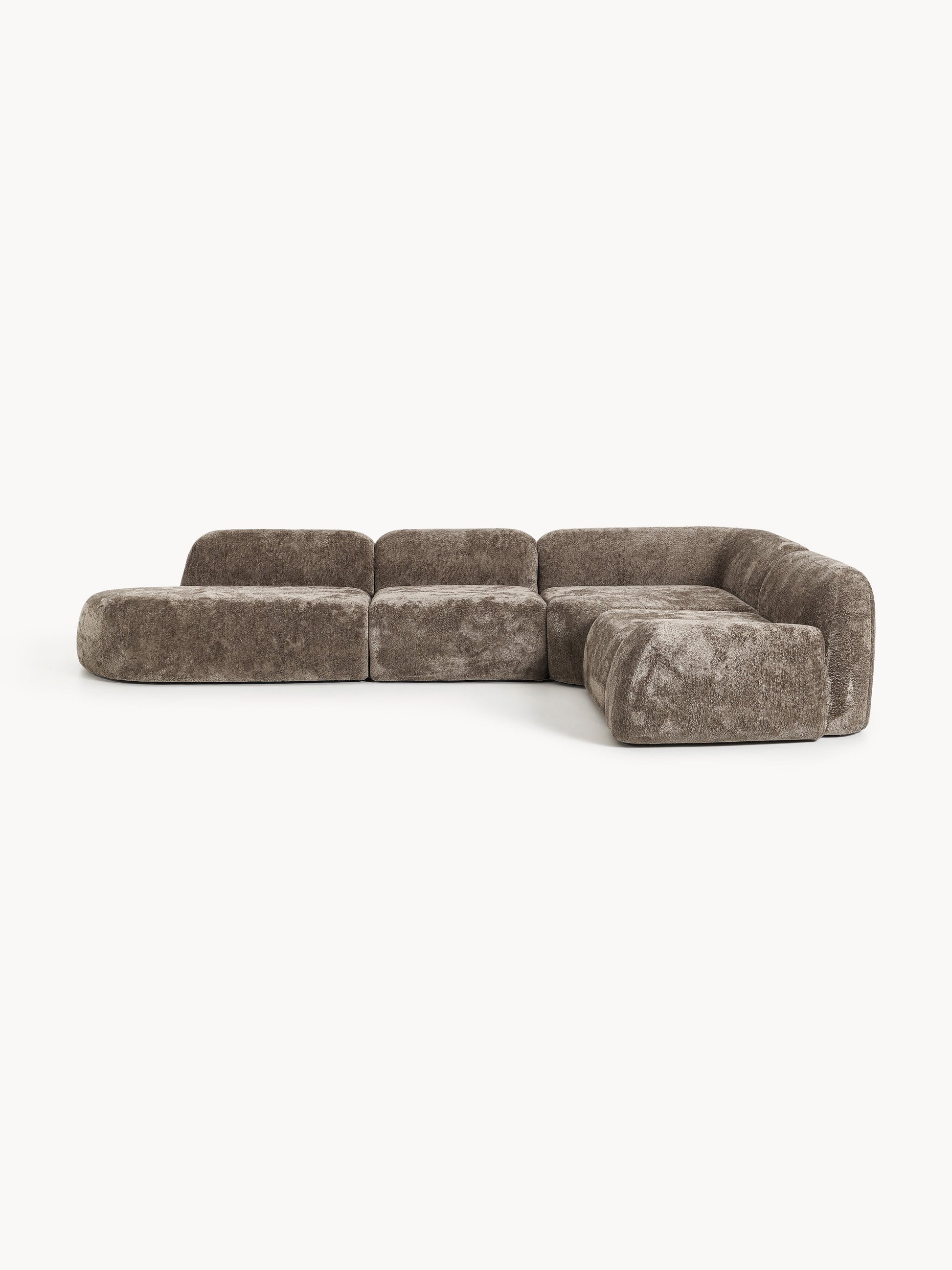 Draggery Wolke XL Modular Corner Sofa with Teddy Bouclé Cover and Chaise Longue