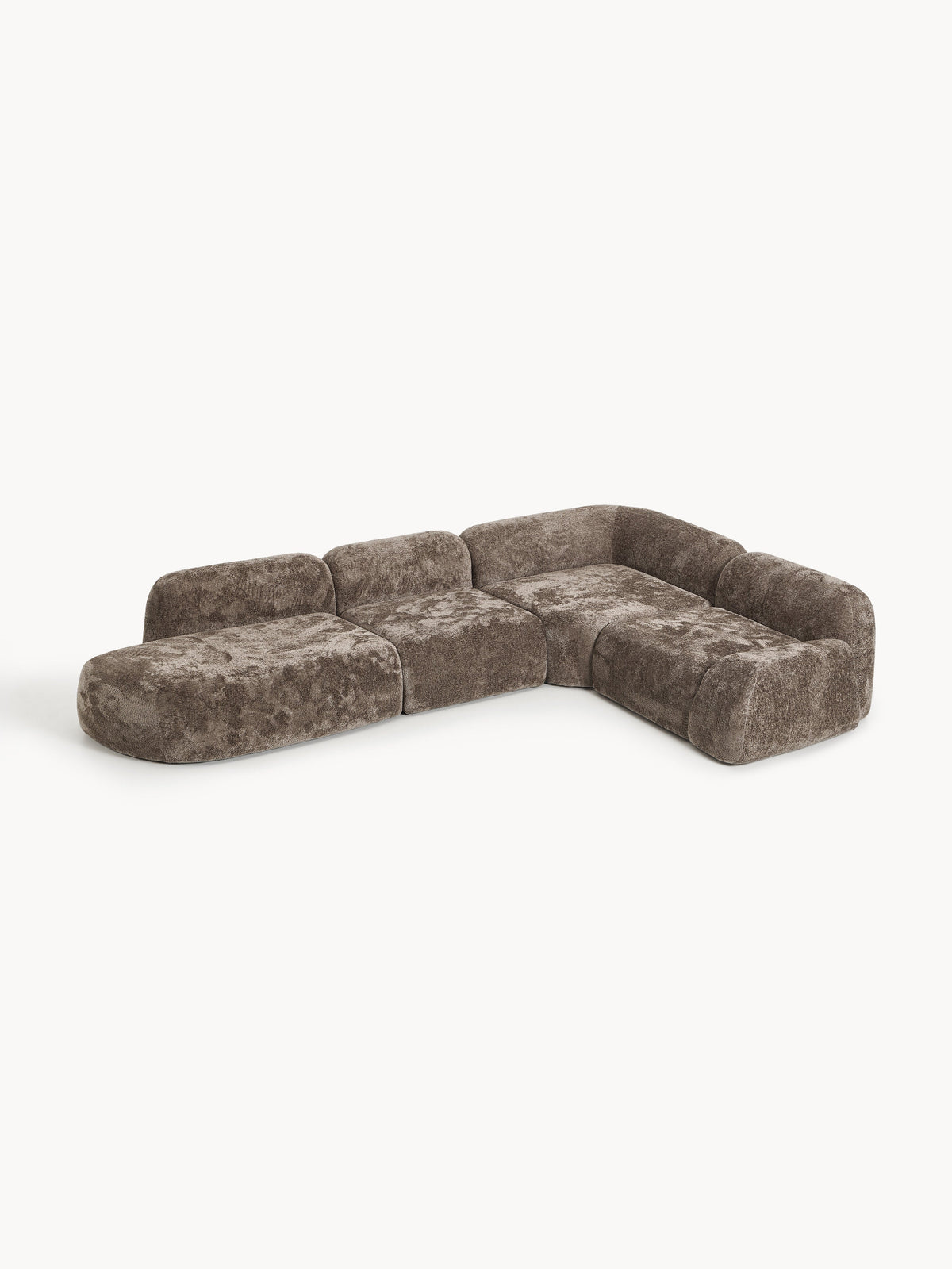 Draggery Wolke XL Modular Corner Sofa with Teddy Bouclé Cover and Chaise Longue