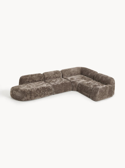 Draggery Wolke XL Modular Corner Sofa with Teddy Bouclé Cover and Chaise Longue